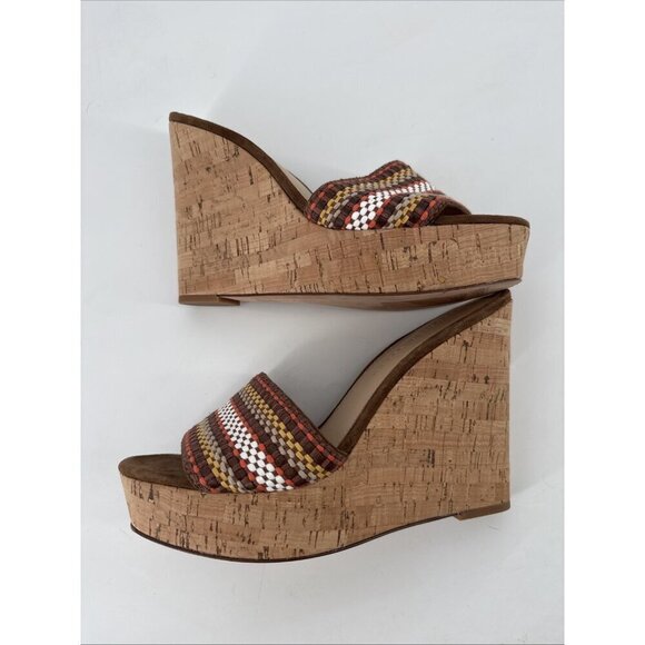 Veronica Beard Women's Size 9 Brown  Neutral Dali Woven Wedge Sandals Shoes - Picture 5 of 11